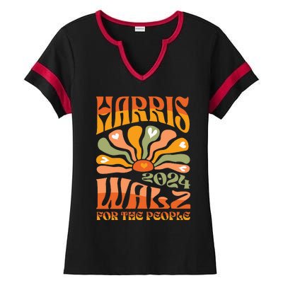 Harris Walz 2024 Election President Kamala Harris Tim Waltz Ladies Halftime Notch Neck Tee