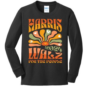 Harris Walz 2024 Election President Kamala Harris Tim Waltz Kids Long Sleeve Shirt