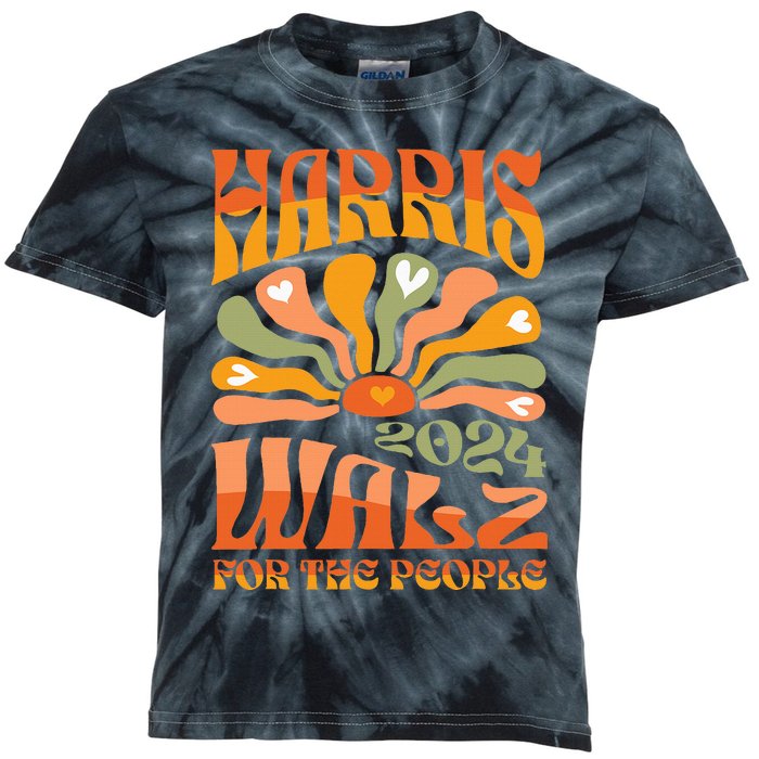 Harris Walz 2024 Election President Kamala Harris Tim Waltz Kids Tie-Dye T-Shirt