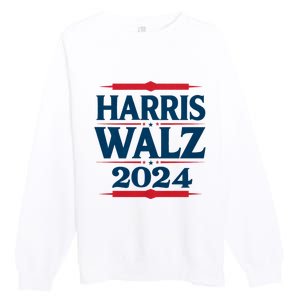 Harris Walz 2024 Election Kamala Harris Tim Walz Waltz Premium Crewneck Sweatshirt