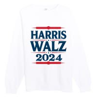 Harris Walz 2024 Election Kamala Harris Tim Walz Waltz Premium Crewneck Sweatshirt