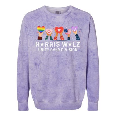 Harris Walz 2024 Unity Over Division Harris Walz 2024 Colorblast Crewneck Sweatshirt