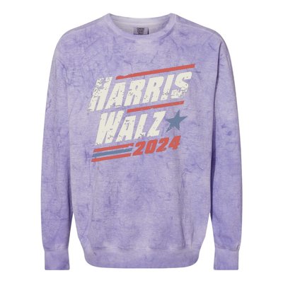 Harris Walz 2024 Vintage Style Colorblast Crewneck Sweatshirt