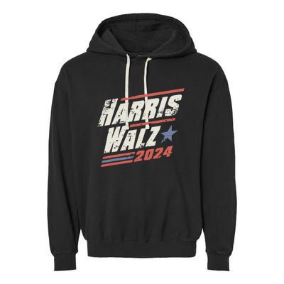 Harris Walz 2024 Vintage Style Garment-Dyed Fleece Hoodie