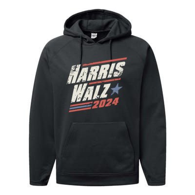 Harris Walz 2024 Vintage Style Performance Fleece Hoodie