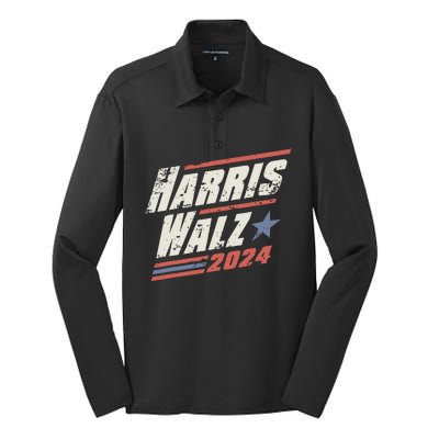 Harris Walz 2024 Vintage Style Silk Touch Performance Long Sleeve Polo