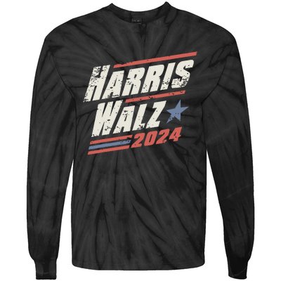 Harris Walz 2024 Vintage Style Tie-Dye Long Sleeve Shirt