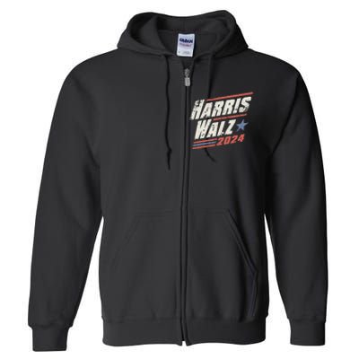 Harris Walz 2024 Vintage Style Full Zip Hoodie