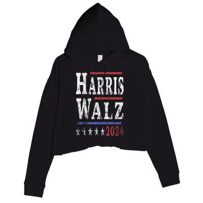 Harris Walz 2024 Election Kamala Harris Tim Waltz 2024 Crop Fleece Hoodie