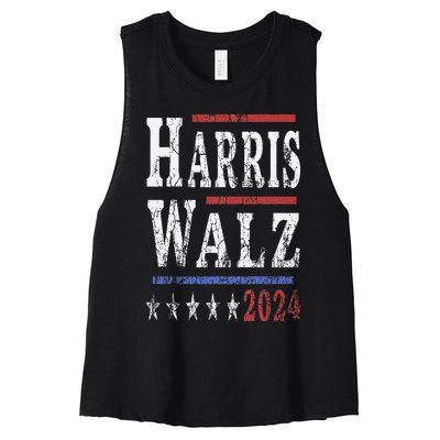 Harris Walz 2024 Election Kamala Harris Tim Waltz 2024 Women's Racerback Cropped Tank