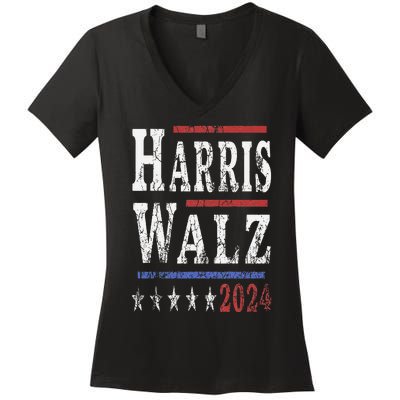 Harris Walz 2024 Election Kamala Harris Tim Waltz 2024 Women's V-Neck T-Shirt