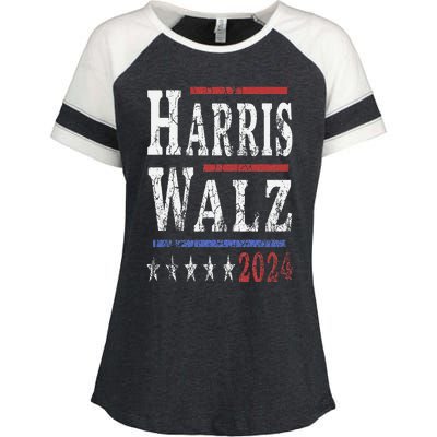 Harris Walz 2024 Election Kamala Harris Tim Waltz 2024 Enza Ladies Jersey Colorblock Tee