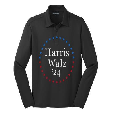 Harris Walz 2024 For President Patriotic Kamala Waltz 2024 Silk Touch Performance Long Sleeve Polo