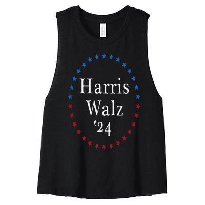 Harris Walz 2024 For President Patriotic Kamala Waltz 2024 Women's Racerback Cropped Tank