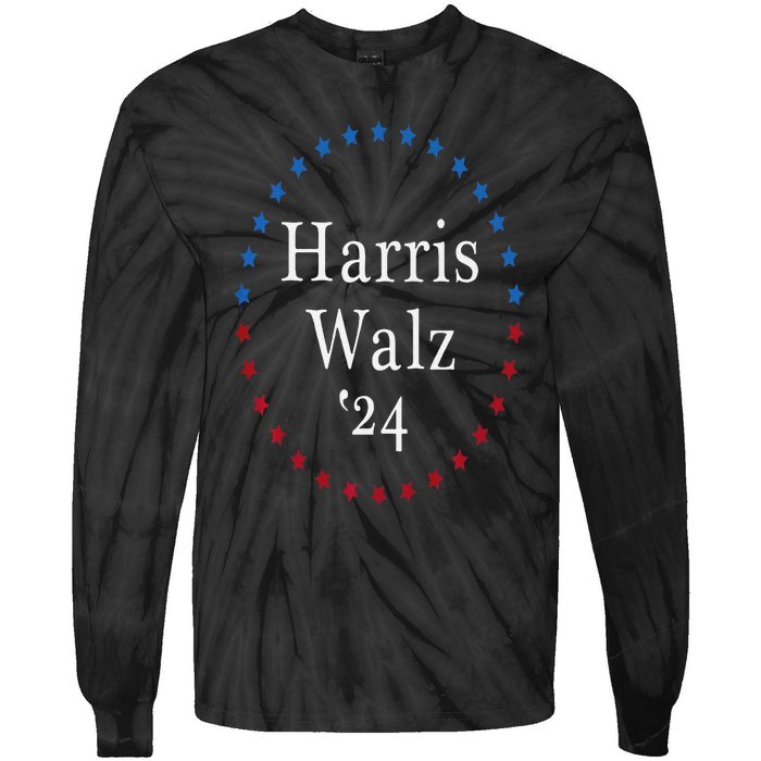 Harris Walz 2024 For President Patriotic Kamala Waltz 2024 Tie-Dye Long Sleeve Shirt