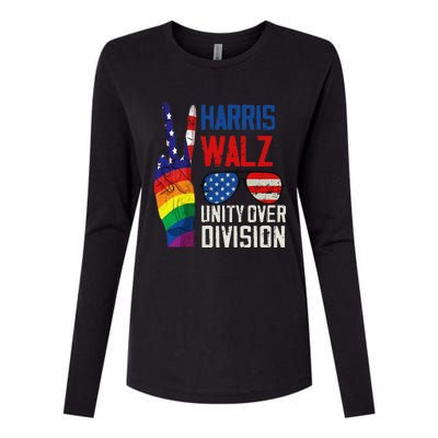 Harris Walz 2024 Unity Over Division Harris Walz 2024 Womens Cotton Relaxed Long Sleeve T-Shirt