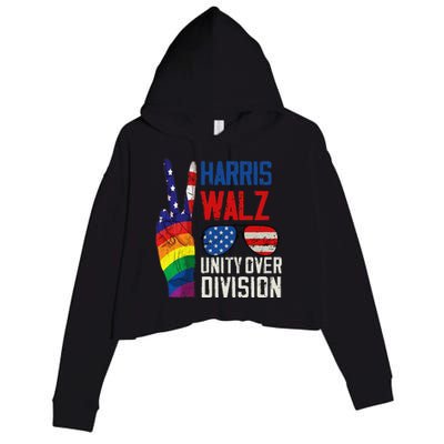 Harris Walz 2024 Unity Over Division Harris Walz 2024 Crop Fleece Hoodie