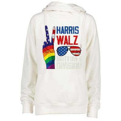 Harris Walz 2024 Unity Over Division Harris Walz 2024 Womens Funnel Neck Pullover Hood