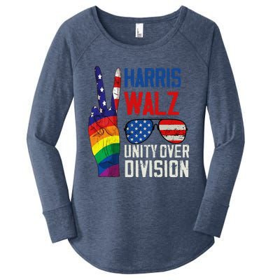 Harris Walz 2024 Unity Over Division Harris Walz 2024 Women's Perfect Tri Tunic Long Sleeve Shirt