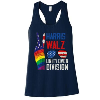 Harris Walz 2024 Unity Over Division Harris Walz 2024 Women's Racerback Tank