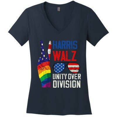 Harris Walz 2024 Unity Over Division Harris Walz 2024 Women's V-Neck T-Shirt