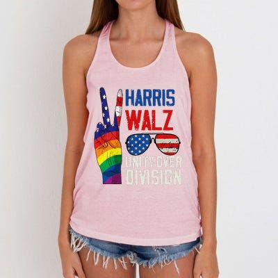 Harris Walz 2024 Unity Over Division Harris Walz 2024 Women's Knotted Racerback Tank