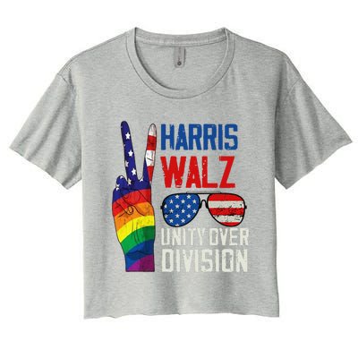 Harris Walz 2024 Unity Over Division Harris Walz 2024 Women's Crop Top Tee