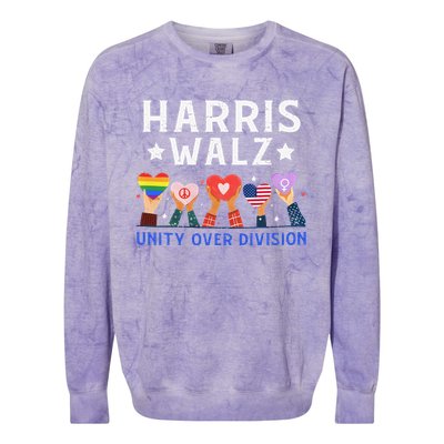 Harris Walz 2024 Unity Over Division Harris Walz 2024 Colorblast Crewneck Sweatshirt