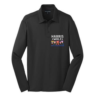 Harris Walz 2024 Unity Over Division Harris Walz 2024 Silk Touch Performance Long Sleeve Polo