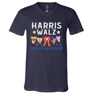 Harris Walz 2024 Unity Over Division Harris Walz 2024 V-Neck T-Shirt