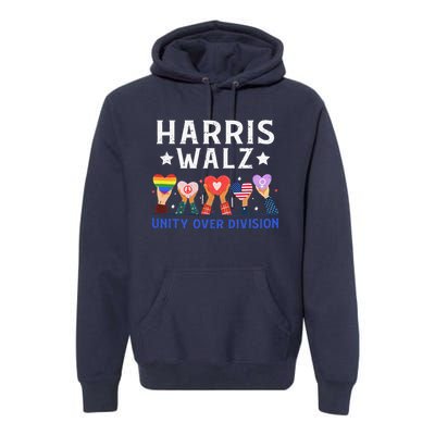 Harris Walz 2024 Unity Over Division Harris Walz 2024 Premium Hoodie