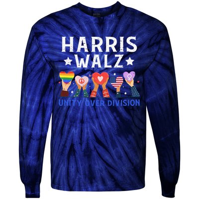 Harris Walz 2024 Unity Over Division Harris Walz 2024 Tie-Dye Long Sleeve Shirt