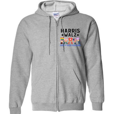 Harris Walz 2024 Unity Over Division Harris Walz 2024 Full Zip Hoodie