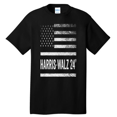 Harris Walz 2024 Election Kamala Tim Waltz American Flag Tall T-Shirt