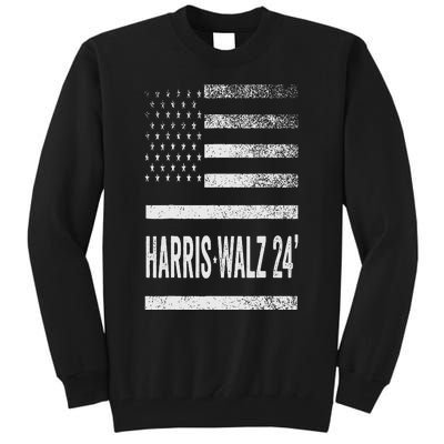 Harris Walz 2024 Election Kamala Tim Waltz American Flag Tall Sweatshirt