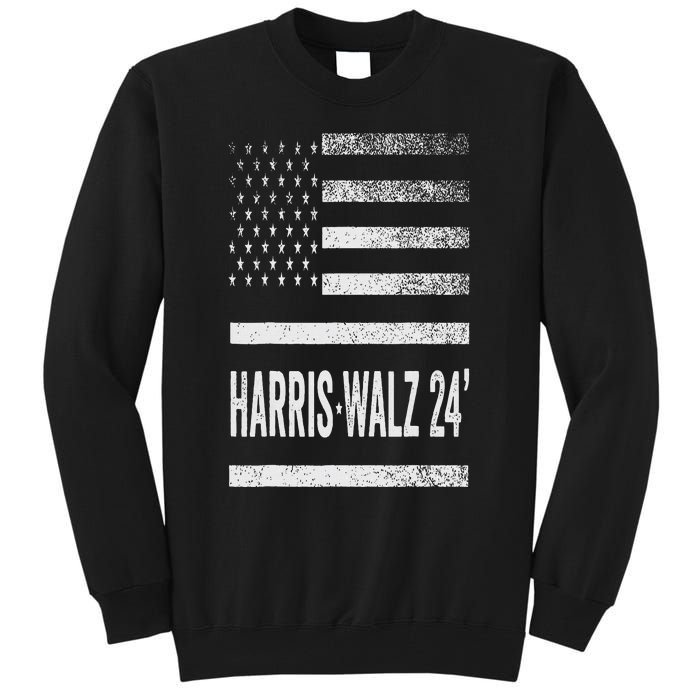 Harris Walz 2024 Election Kamala Tim Waltz American Flag Tall Sweatshirt