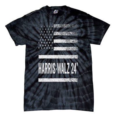 Harris Walz 2024 Election Kamala Tim Waltz American Flag Tie-Dye T-Shirt