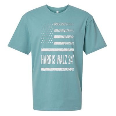 Harris Walz 2024 Election Kamala Tim Waltz American Flag Sueded Cloud Jersey T-Shirt