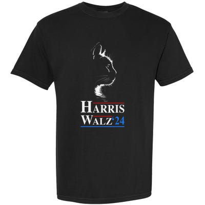 Harris Waltz 2024 Election Funny Cat Kamala Harris Tim Walz Garment-Dyed Heavyweight T-Shirt