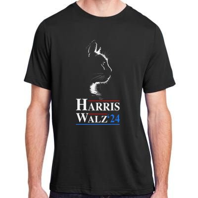 Harris Waltz 2024 Election Funny Cat Kamala Harris Tim Walz Adult ChromaSoft Performance T-Shirt