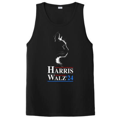 Harris Waltz 2024 Election Funny Cat Kamala Harris Tim Walz PosiCharge Competitor Tank