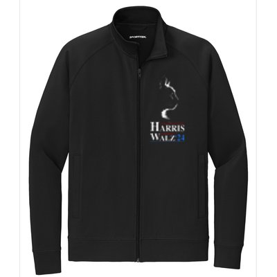 Harris Waltz 2024 Election Funny Cat Kamala Harris Tim Walz Stretch Full-Zip Cadet Jacket