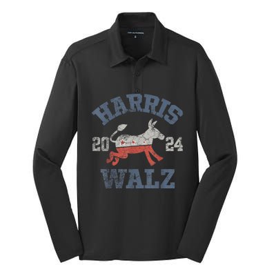 Harris Waltz 2024 Election Kamala Harris Tim Waltz 2024 Silk Touch Performance Long Sleeve Polo