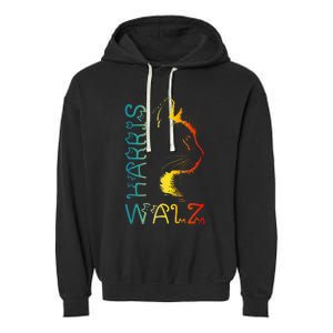 Harris Waltz 2024 Kamala Walz Cat Lettering Positive Funny Garment-Dyed Fleece Hoodie