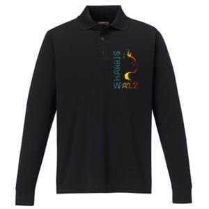 Harris Waltz 2024 Kamala Walz Cat Lettering Positive Funny Performance Long Sleeve Polo