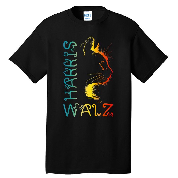 Harris Waltz 2024 Kamala Walz Cat Lettering Positive Funny Tall T-Shirt