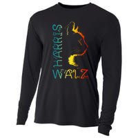 Harris Waltz 2024 Kamala Walz Cat Lettering Positive Funny Cooling Performance Long Sleeve Crew