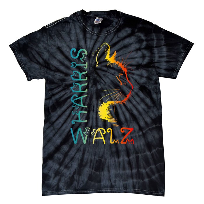 Harris Waltz 2024 Kamala Walz Cat Lettering Positive Funny Tie-Dye T-Shirt