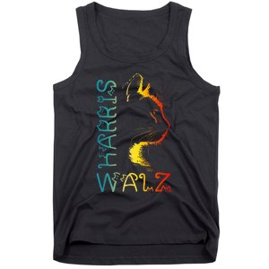 Harris Waltz 2024 Kamala Walz Cat Lettering Positive Funny Tank Top