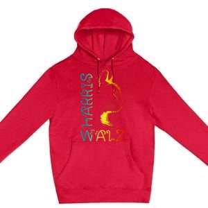 Harris Waltz 2024 Kamala Walz Cat Lettering Positive Funny Premium Pullover Hoodie